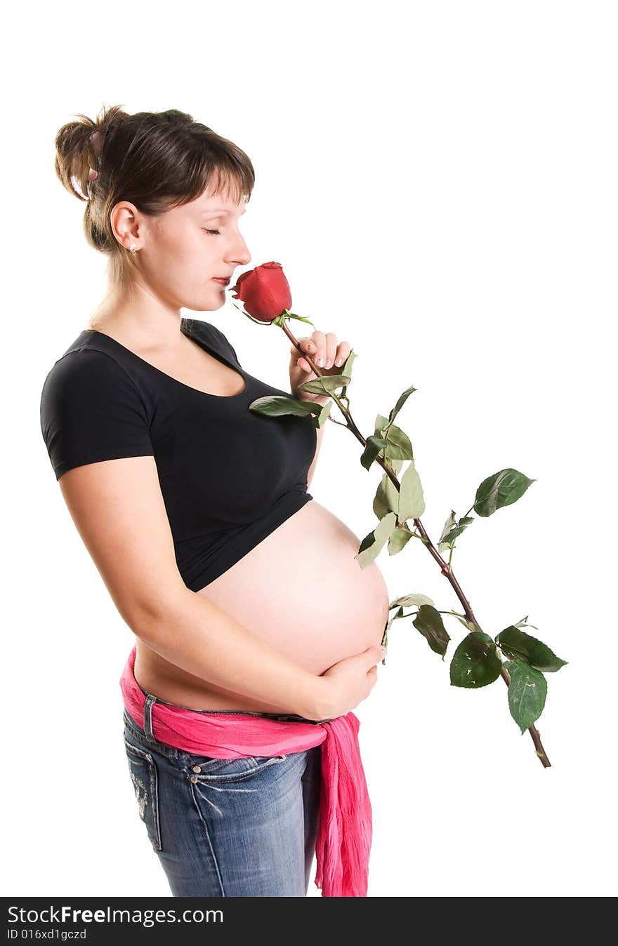 Pregnant Woman With A Rose