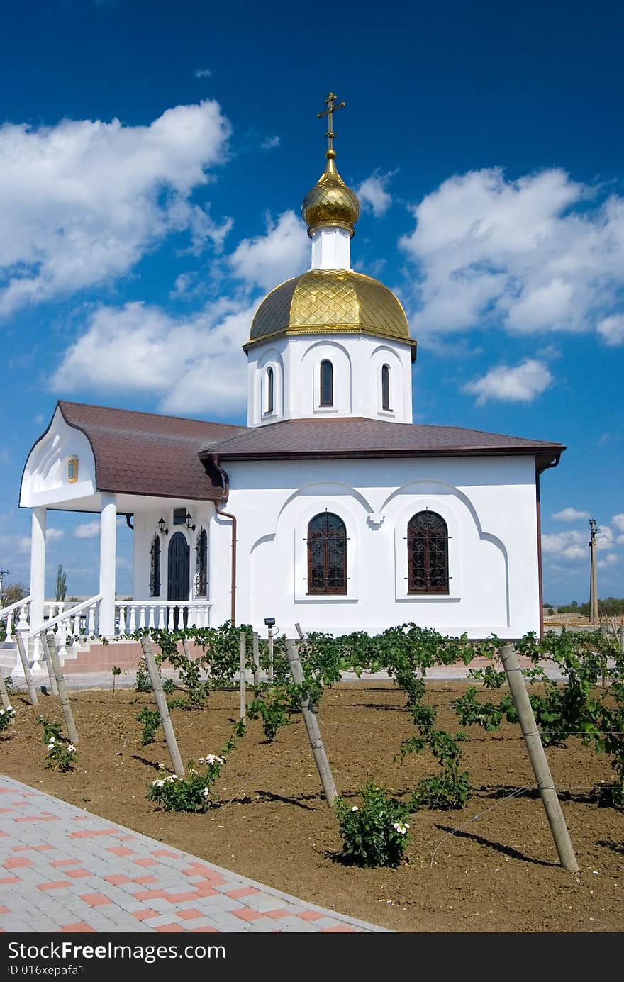 Church and vineyard