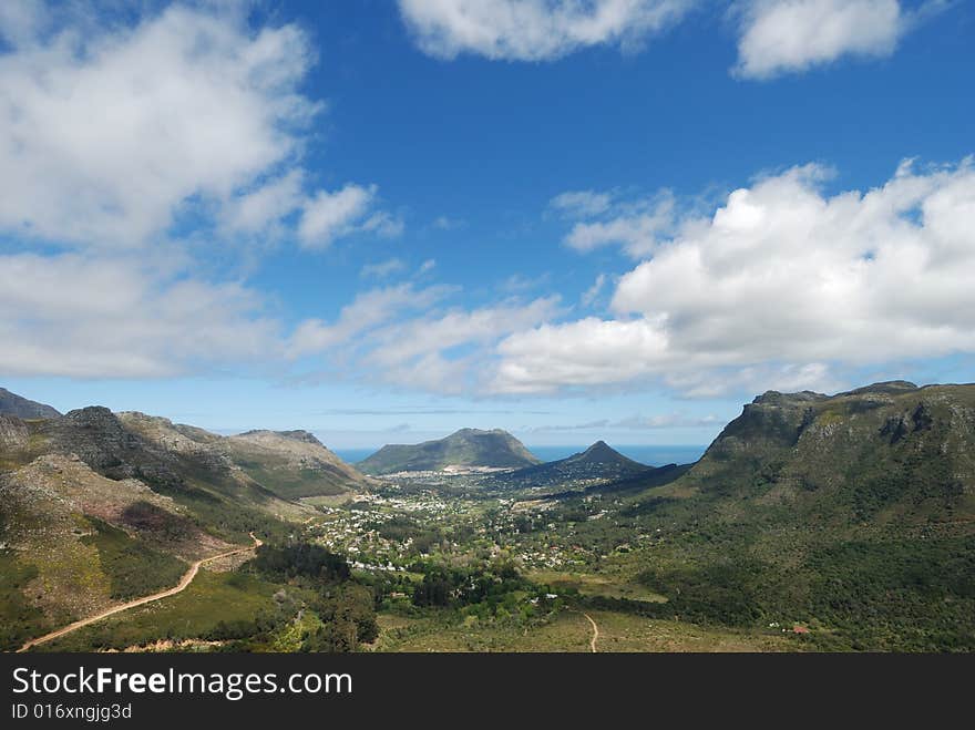 The small fishing village of Hout Bay lies in the Disa river valley which is found in Cape Town, South Africa.