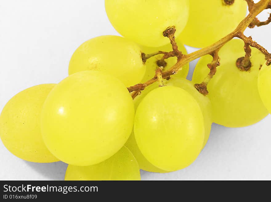 Mature bunch of white grapes