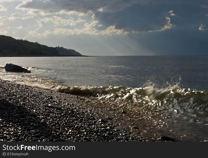 Sea and dark storm cloud. Sea and dark storm cloud