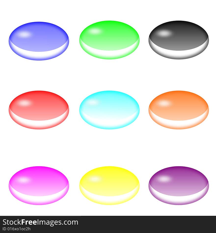 Elliptical buttons of different colours in web 2.0 style