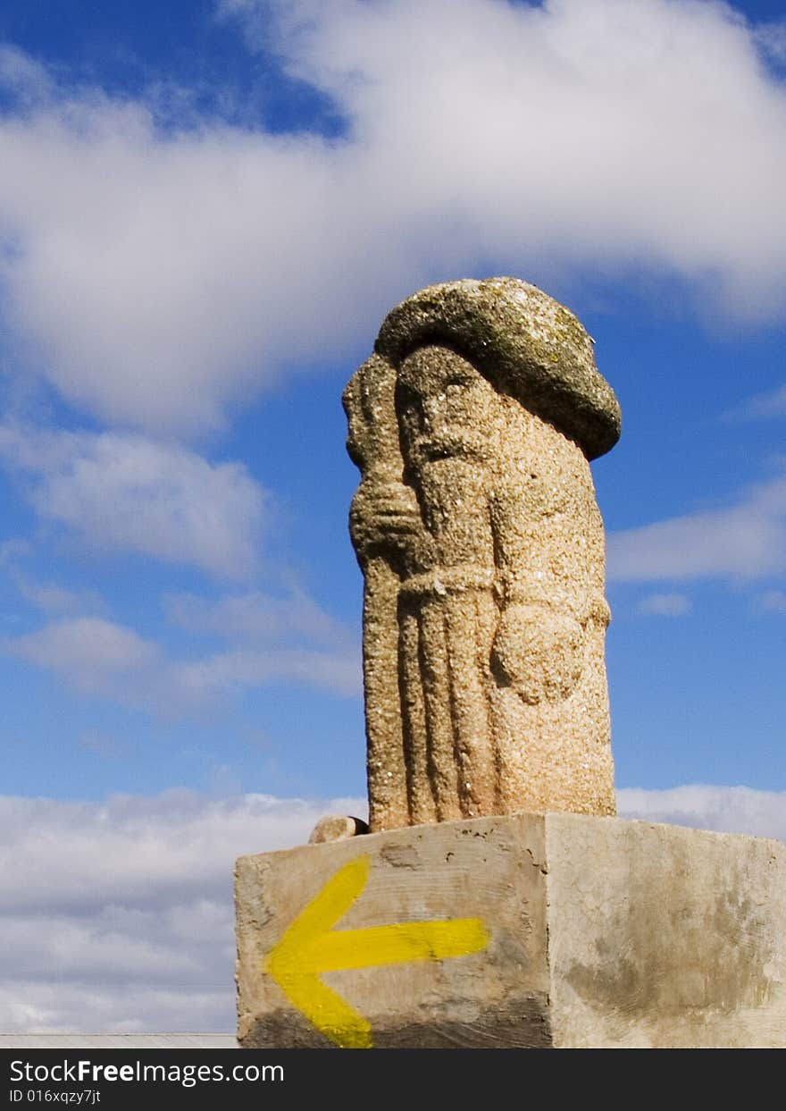 Sculpture of Santiago Apostol that guide the pilgrims on the Road. Sculpture of Santiago Apostol that guide the pilgrims on the Road