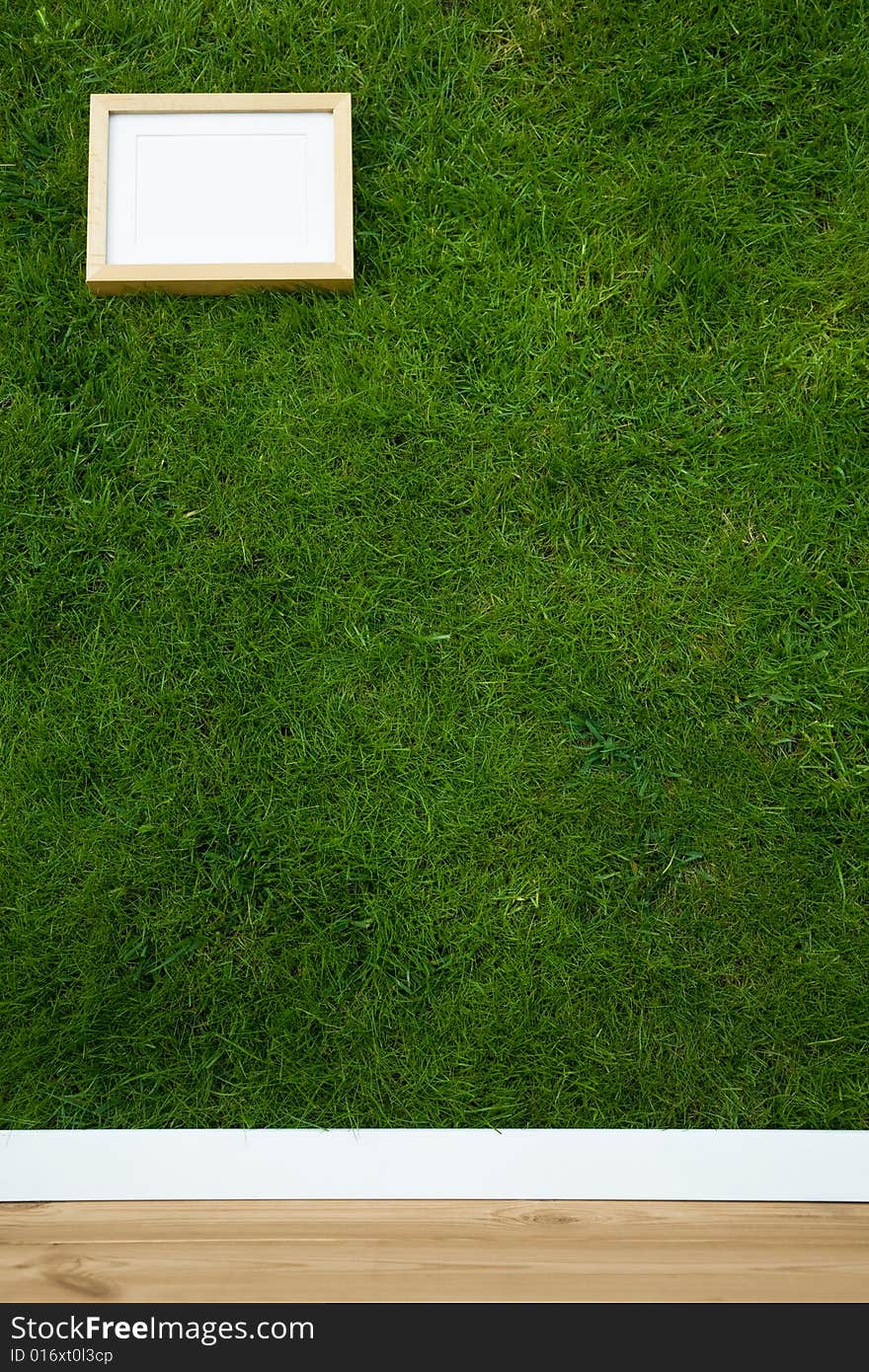 Natural wallpaper with grass texture and an empty frame