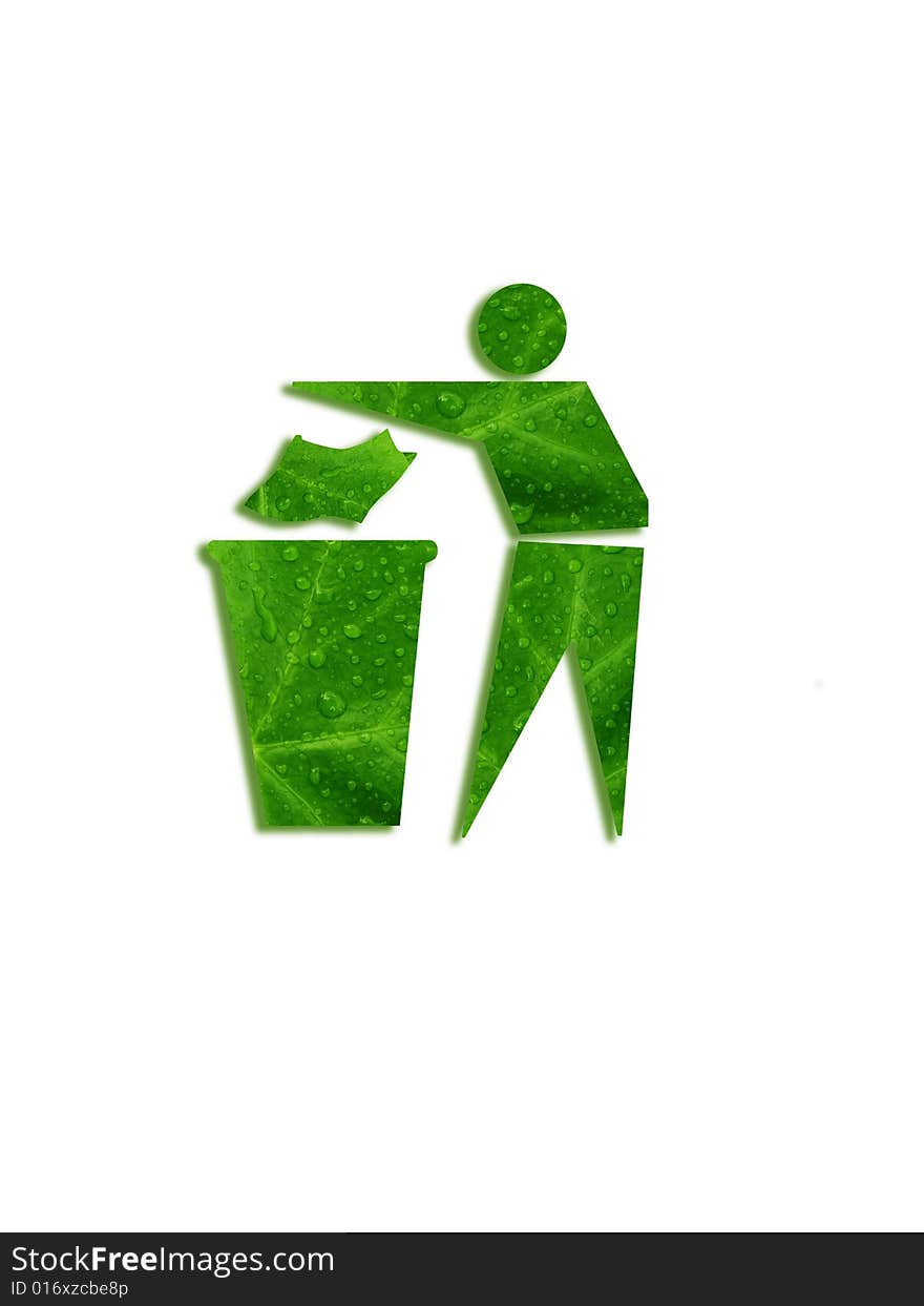 Green recycle symbol on white