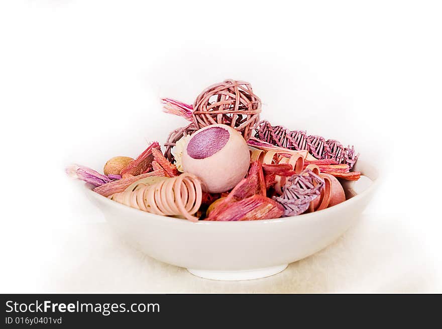 Luxurious Potpourri in a white bowl.