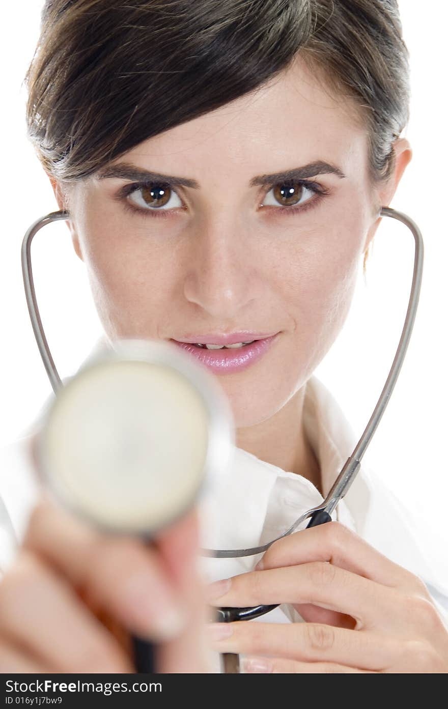 Lady doctor posing with stethoscope