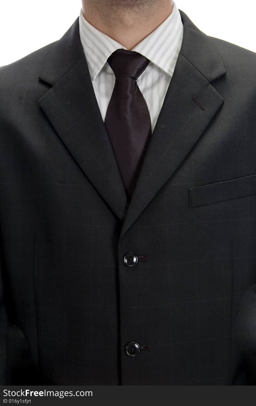 Chest view of businessman on an isolated white background