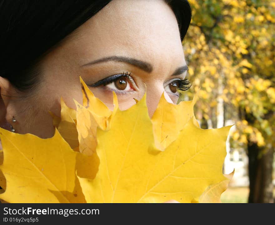 Autumn girl in a park