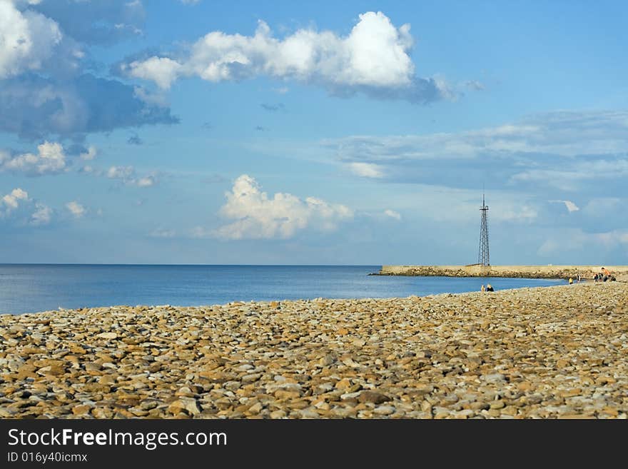 Iron tower at the sea coast