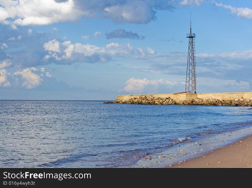 Iron tower at the sea coast