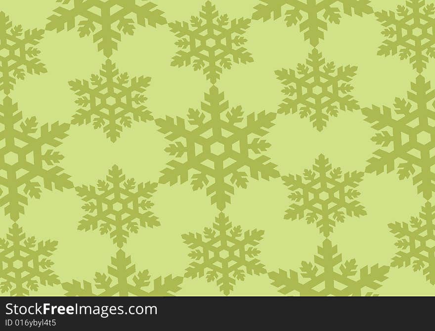 Green snowflakes of two dimensions background. Green snowflakes of two dimensions background