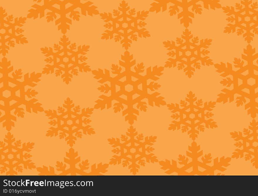 Orange snowflakes of two dimensions background. Orange snowflakes of two dimensions background