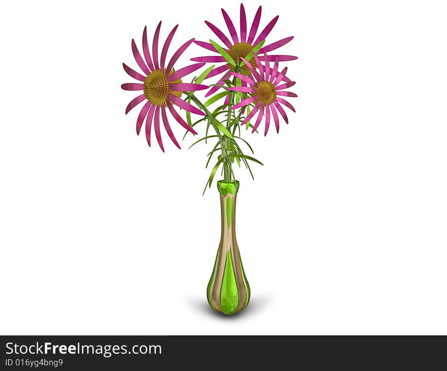 The image of the metal flowers, 3D rendering. The image of the metal flowers, 3D rendering