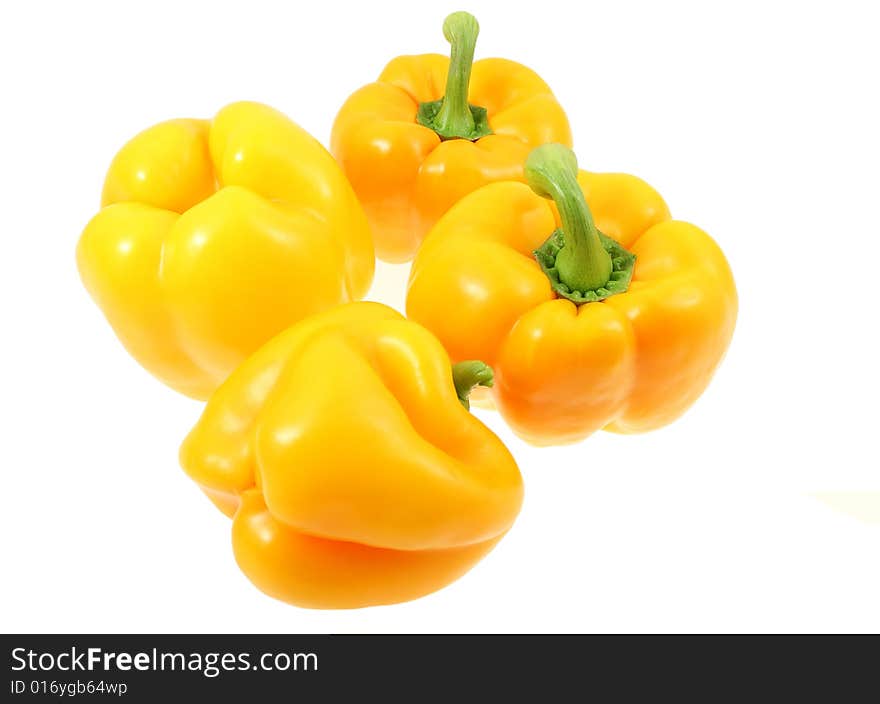 Yellow peppers isolated on white