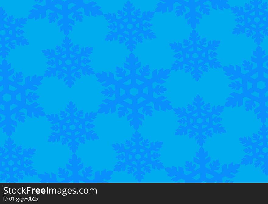 Blue snowflakes of two dimensions background. Blue snowflakes of two dimensions background