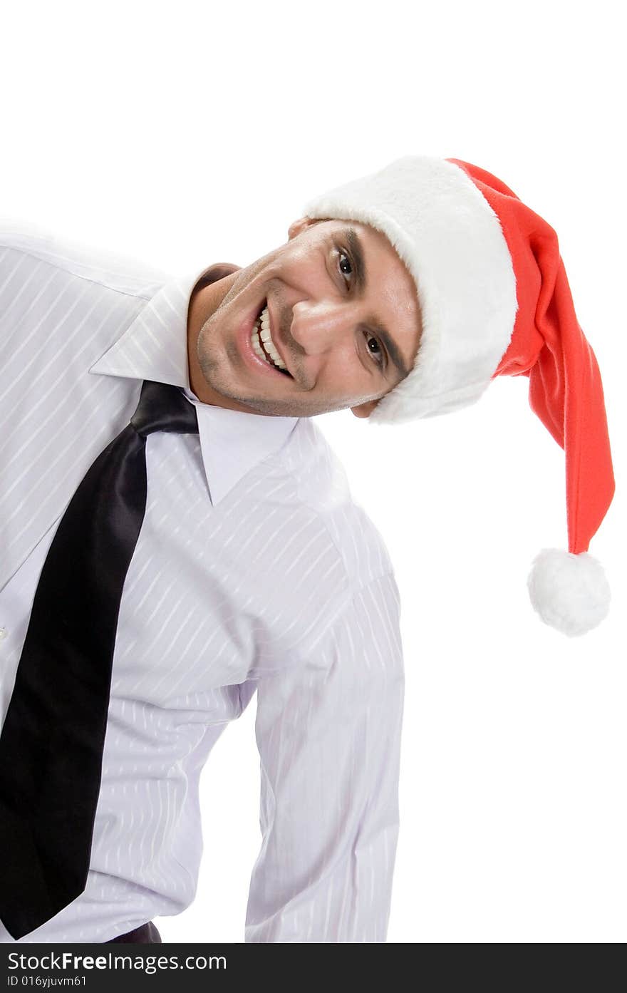 Young businessman tilted on an isolated background