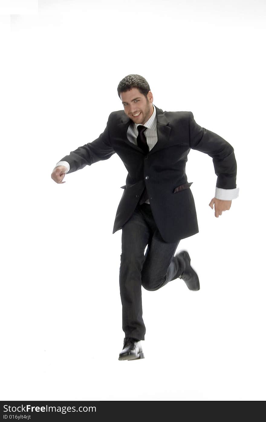 Smart businessman jumps up