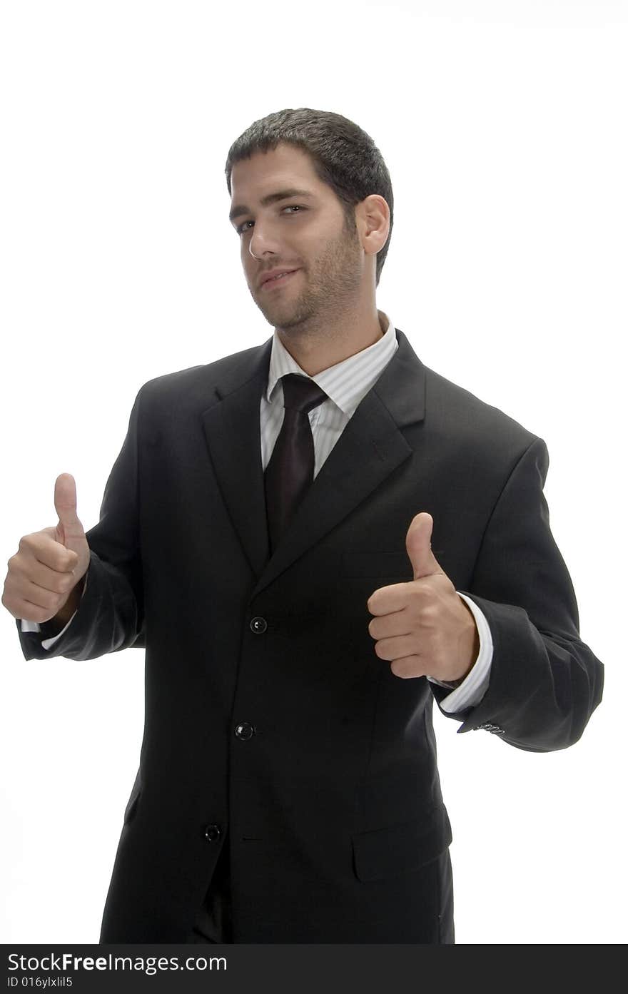 Businessman wishing good luck on an isolated background