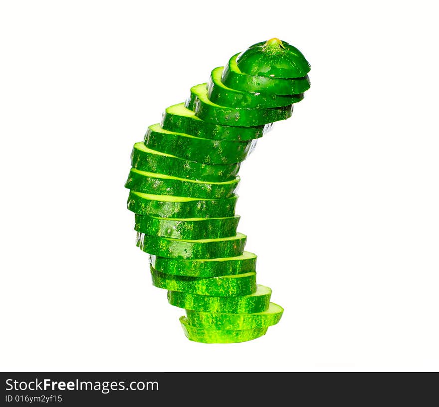 Sliced Cucumber, Isolated