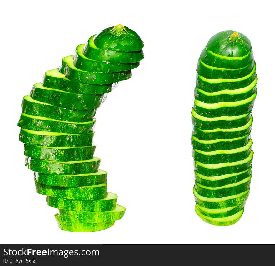 Sliced cucumbers, isolated