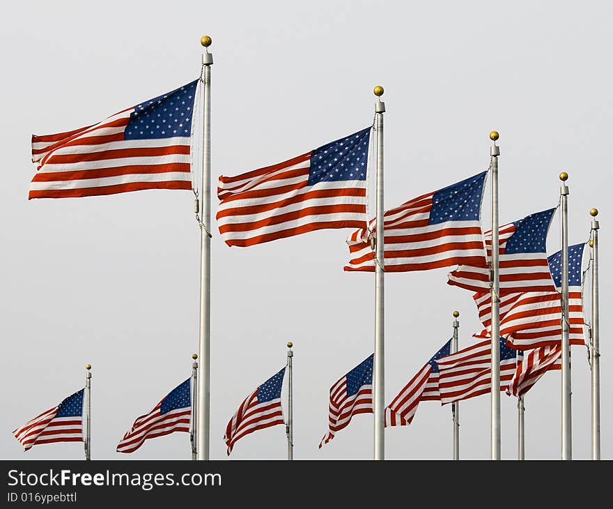 Bunch of American Flags in a Circle.