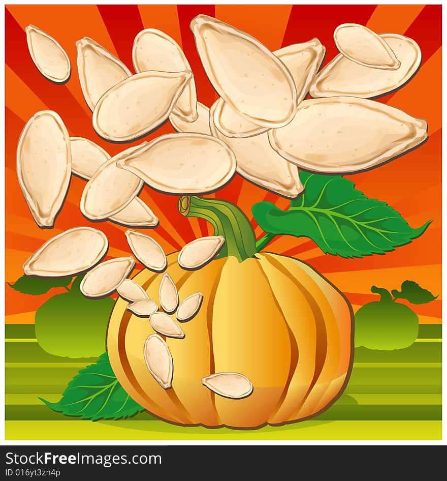 Pumpkin with leaves