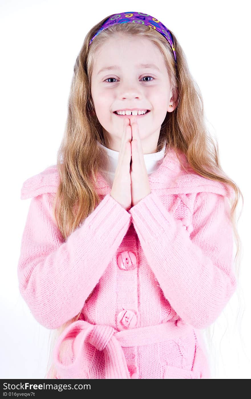 Portrait of a happy little girl, studio isolated. Portrait of a happy little girl, studio isolated