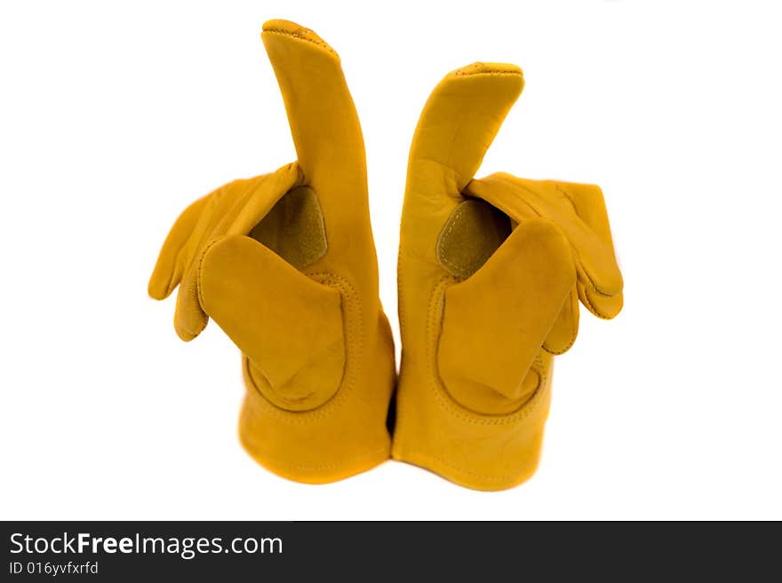 Glove work heavy duty leather carpenter construction isolated on a white background. Glove work heavy duty leather carpenter construction isolated on a white background