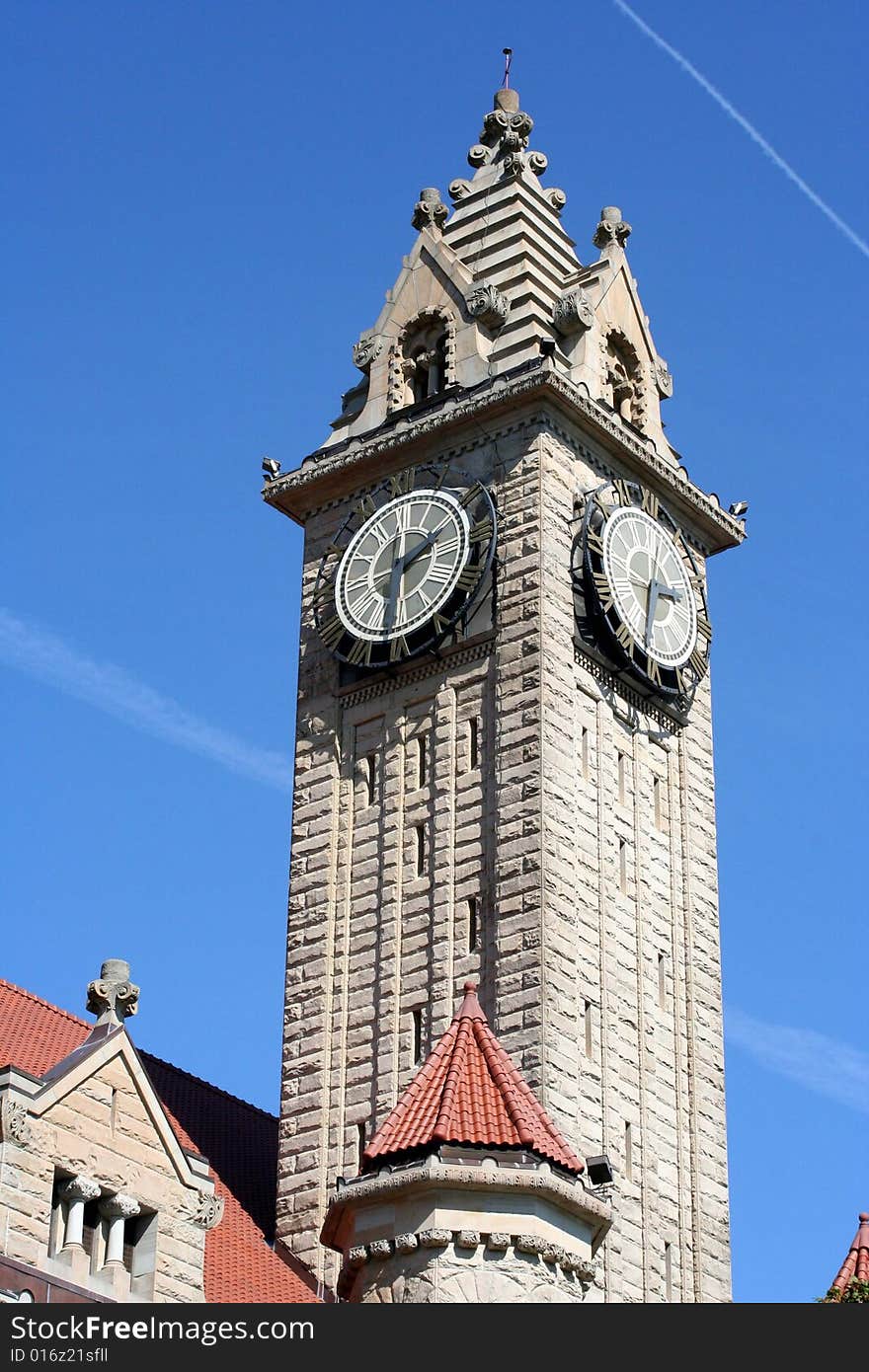 Image of church with a bright blue sky background. Image of church with a bright blue sky background