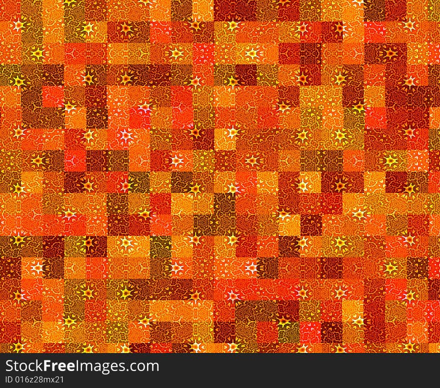 Grunge orange pattern with stars and shapes. Grunge orange pattern with stars and shapes