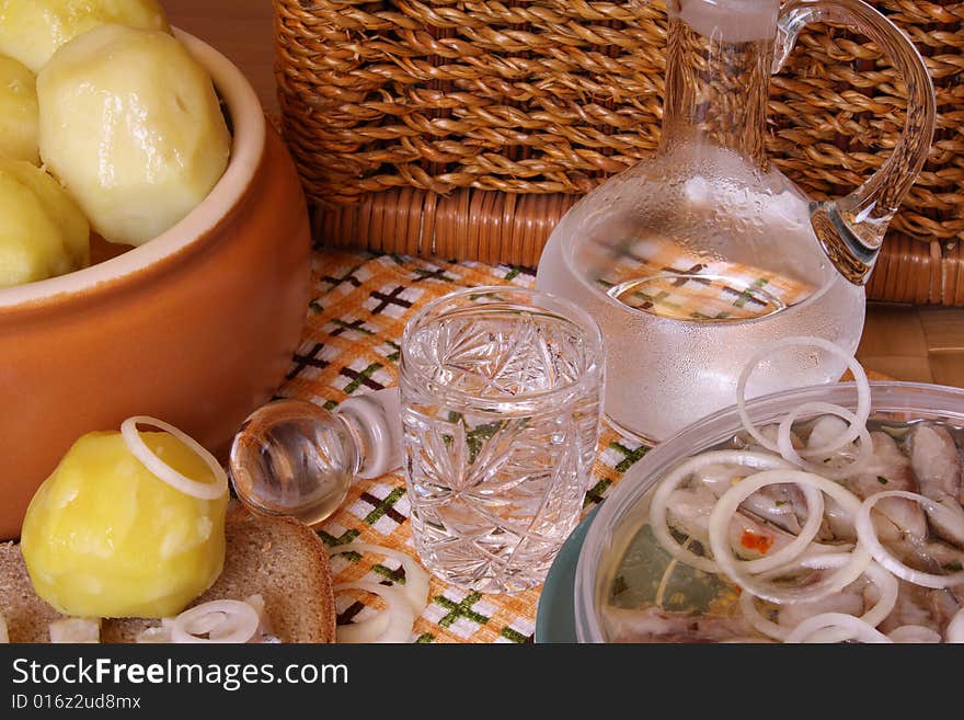 Boiled potato in a ceramic saucepan. Boiled potato in a ceramic saucepan.