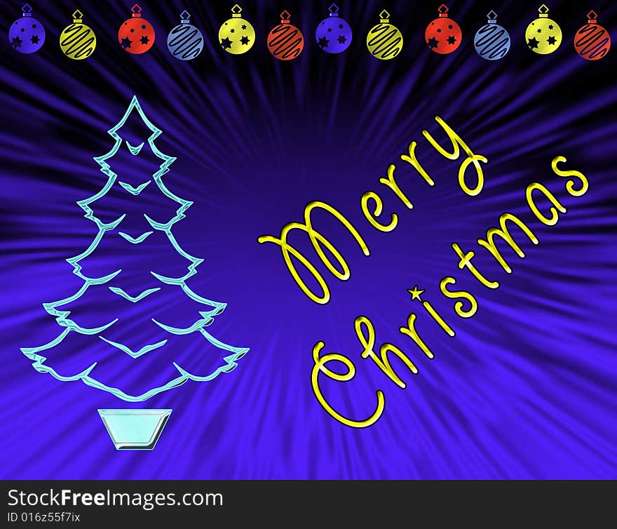 Christmas card with Christmas symbols and merry christmas