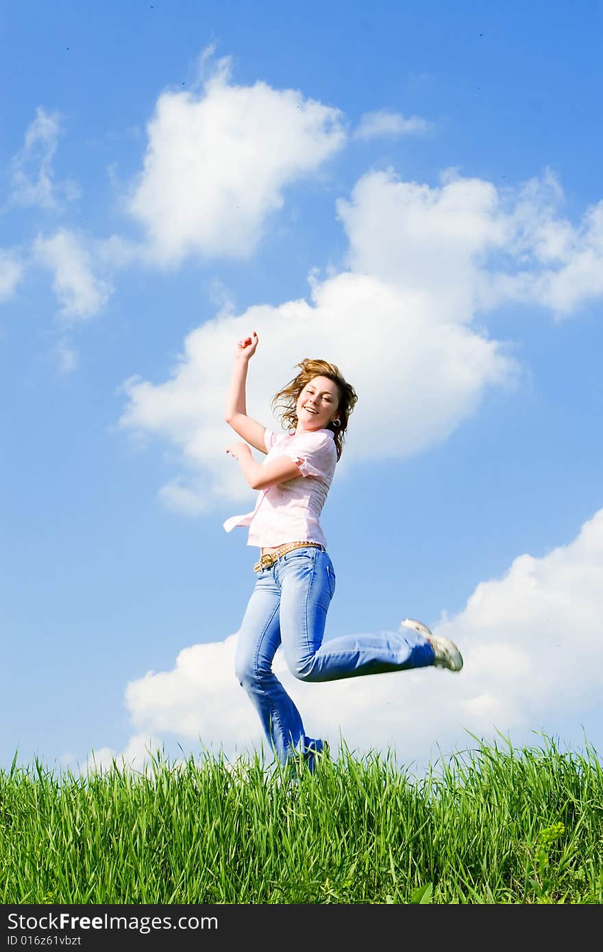 Young Woman Is Jumping