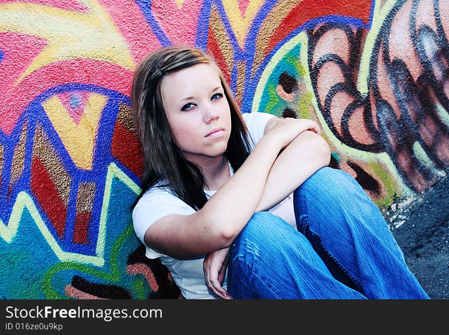 An edgy portrait of a teenage girl. An edgy portrait of a teenage girl