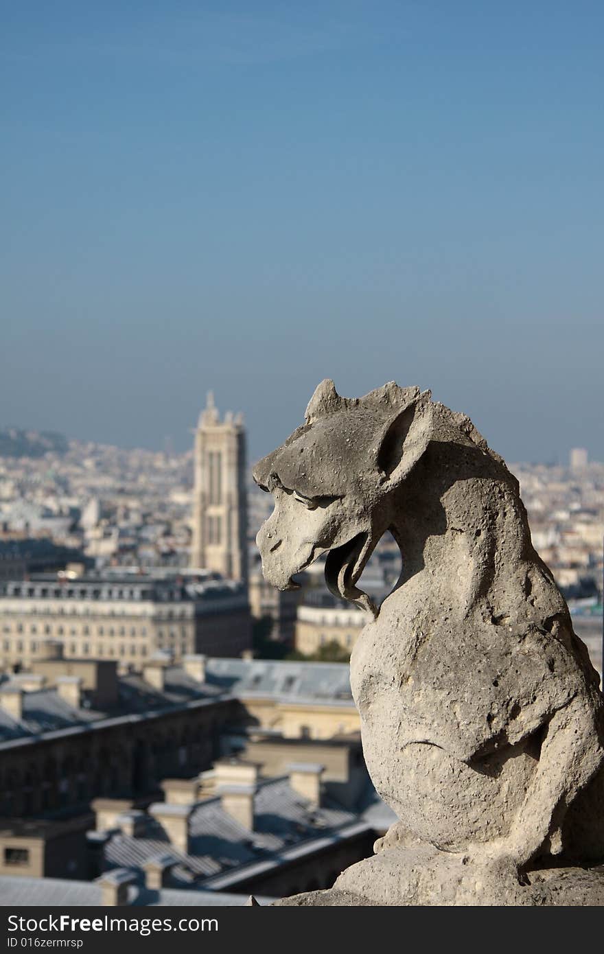 The Gargoyles of Notre Dame looking out over Paris