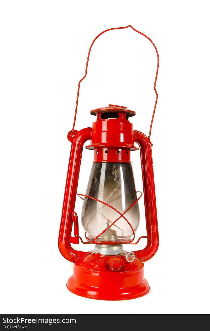 Red Oil Lamp on white ground