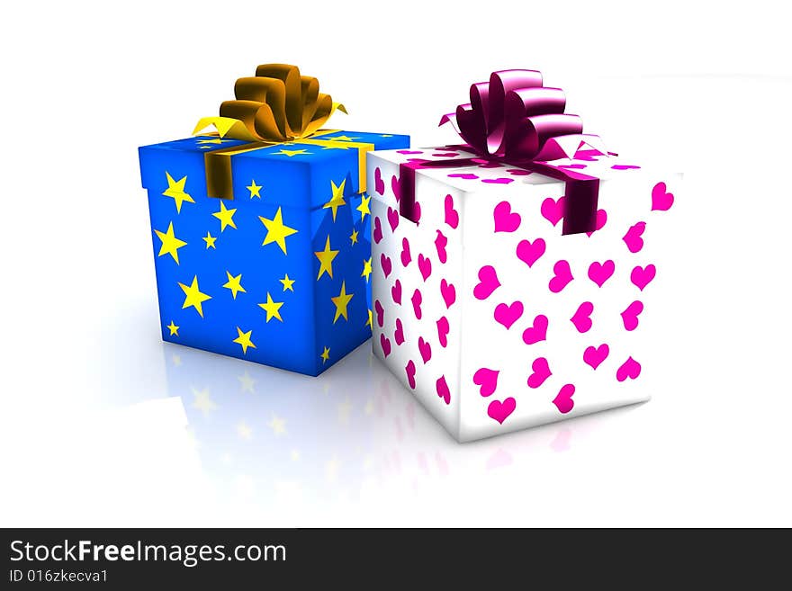 Christmas gift box - 3d isolated illustration