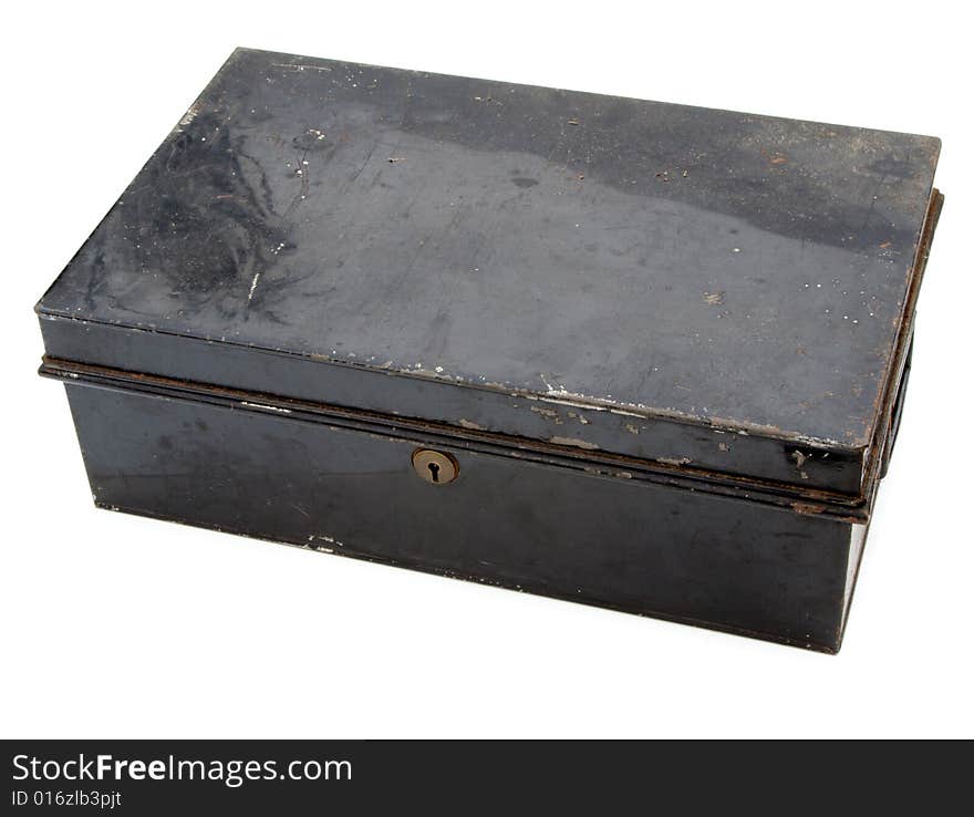 Old metal box isolated on a white background