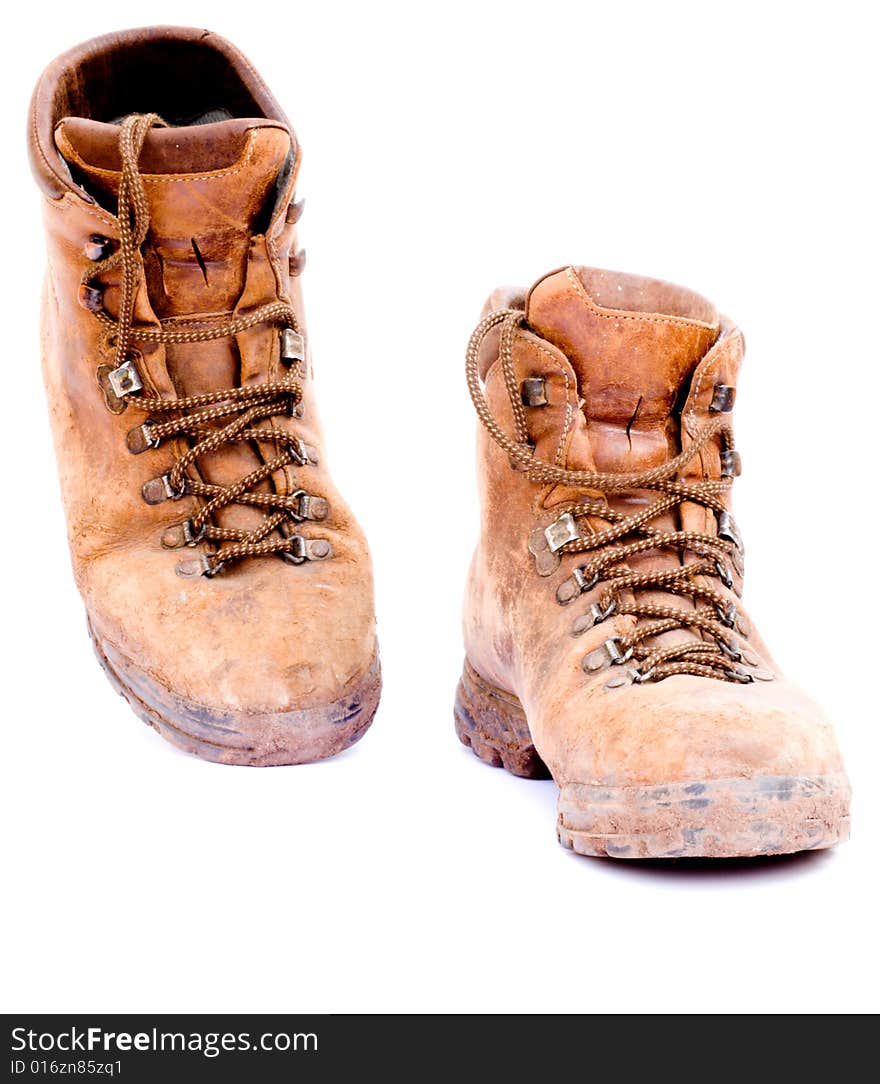 Pair Of Old Worn Walking Boots