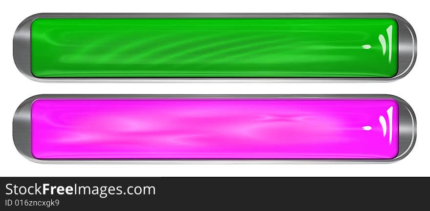 Two metallic headers or banners for websites with glassy elements. Two metallic headers or banners for websites with glassy elements