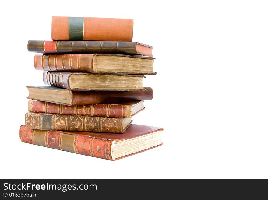 Pile Of Old Leather Bound Books