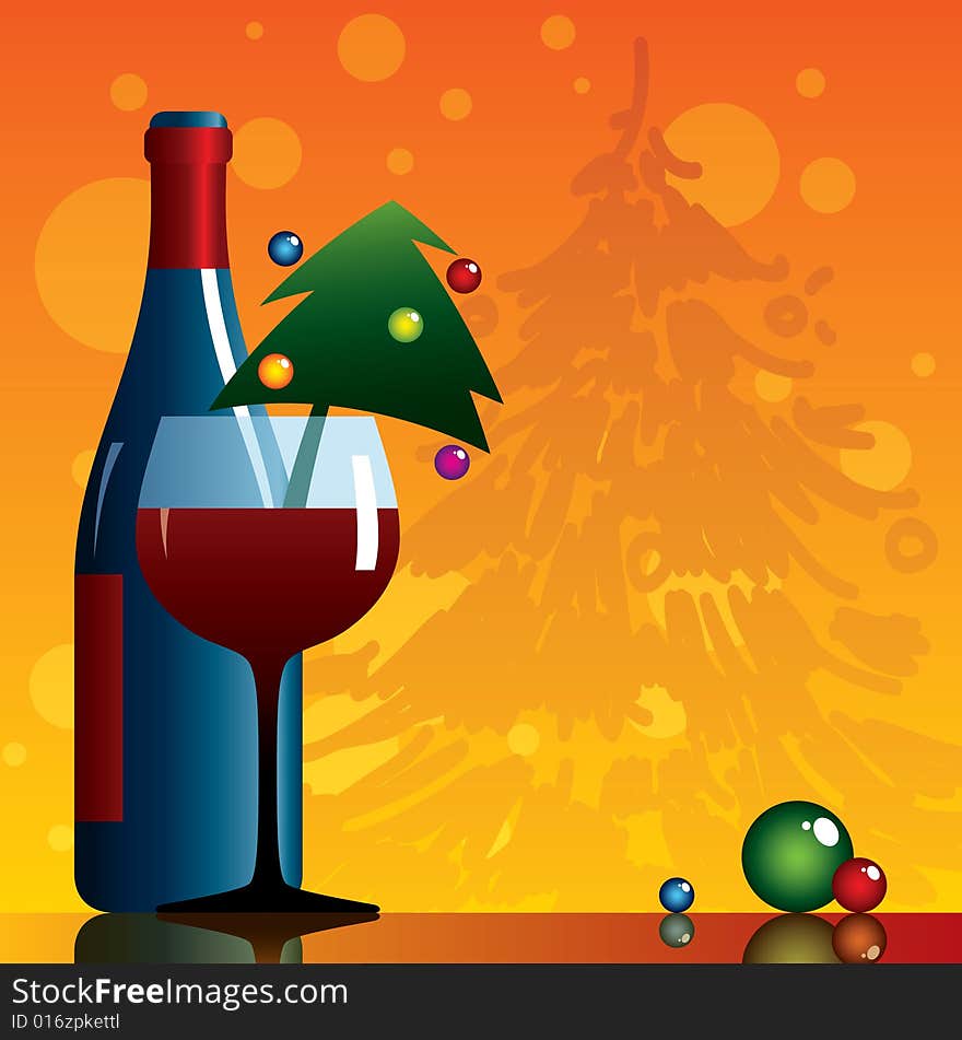 New Year background with a fir in a vineglass. New Year background with a fir in a vineglass.