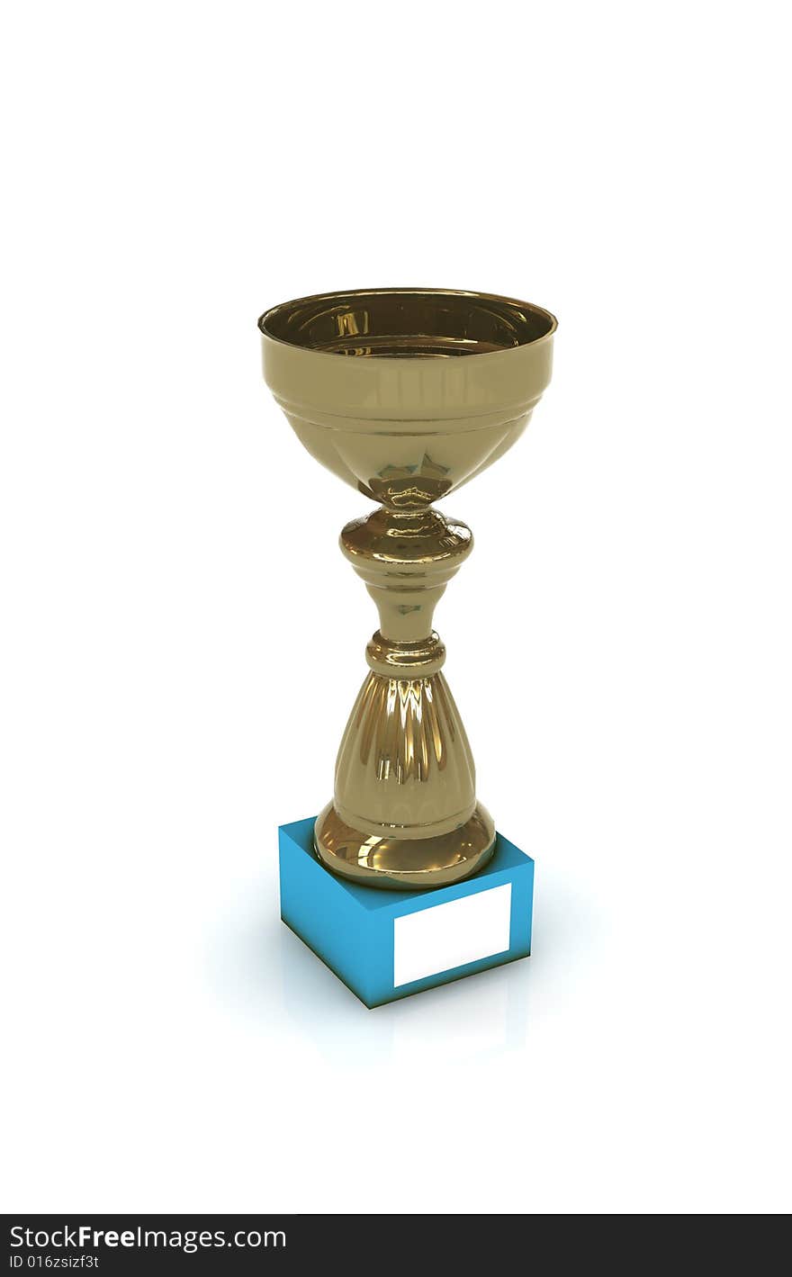 Golden trophy - 3d render isolated on white