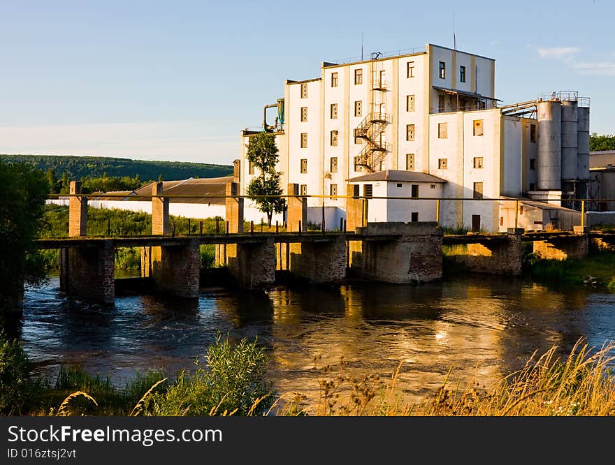 Mill at sunset in Chortkiv, Ukraine