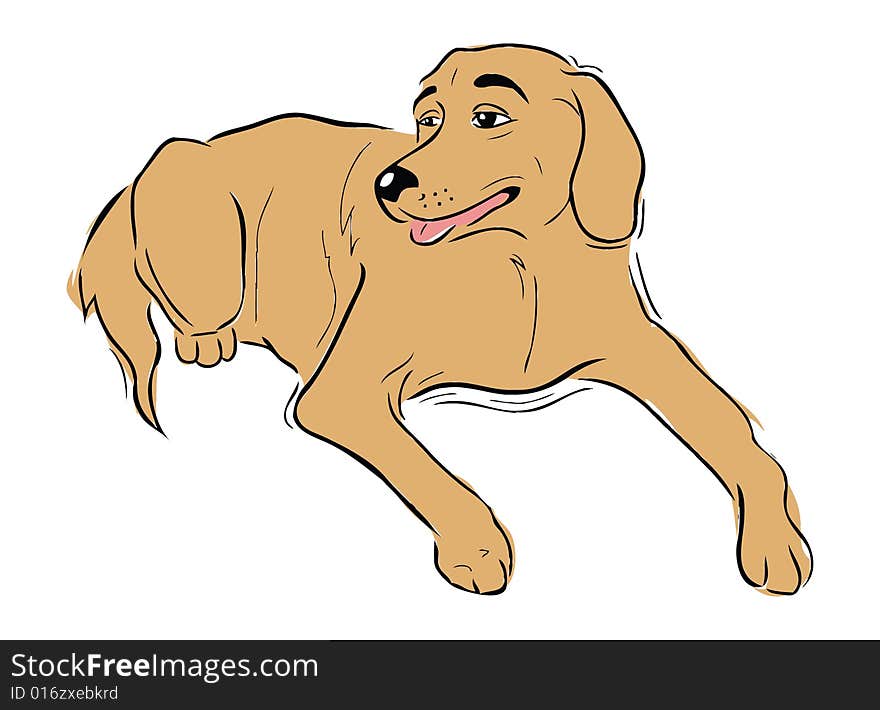 Cartoon illustration of a Labrador Retriever resting