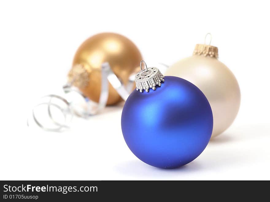 Christmas balls on white background