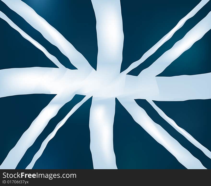 Blue and white blow British flag vector, mesh