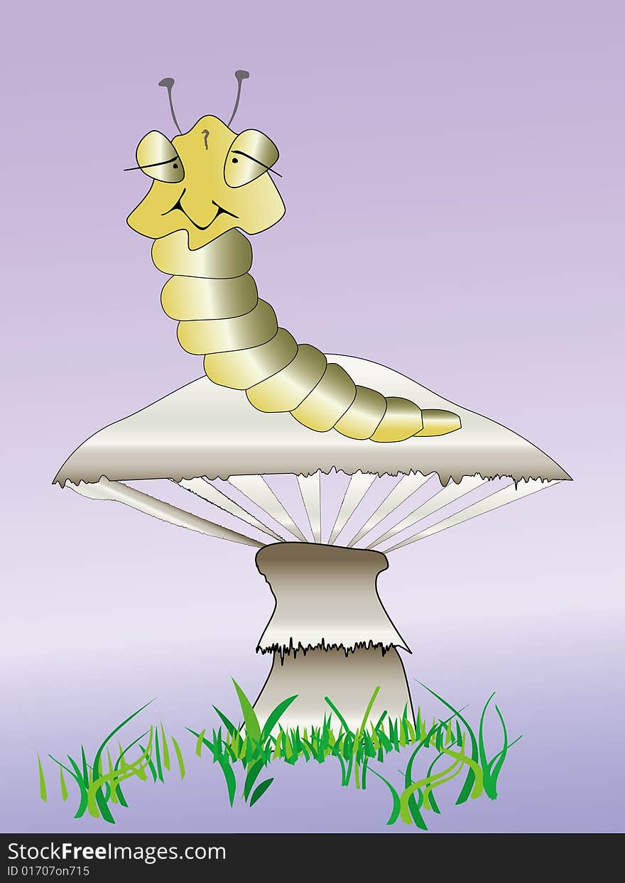 Worm on mushroom