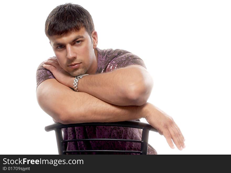 Close-up of a strong healthy sexy man, isolated on white. Close-up of a strong healthy sexy man, isolated on white